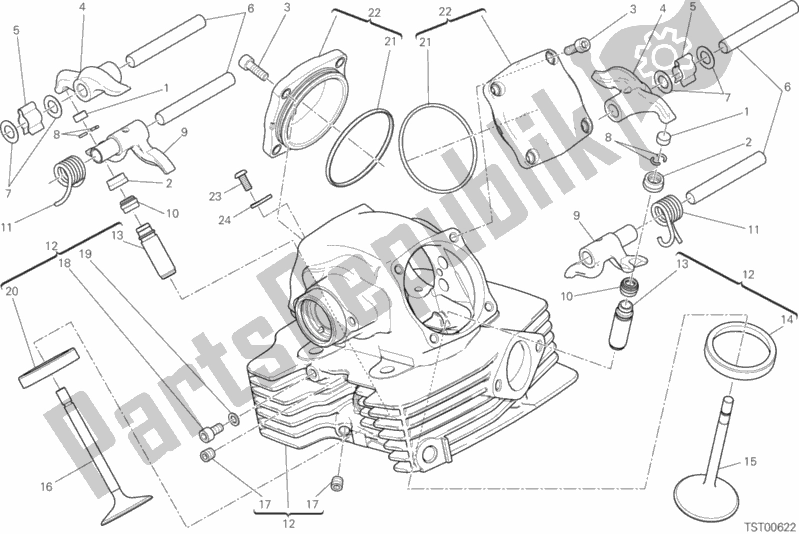 Todas as partes de Cabeça Vertical do Ducati Scrambler 1100 Thailand 2020